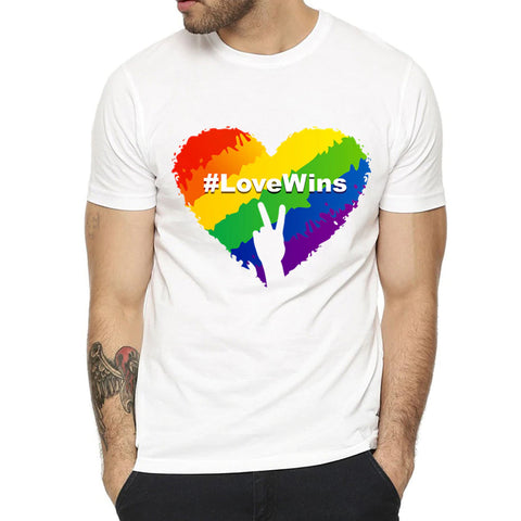 Camiseta LGBT Love Wins Paz e Amor